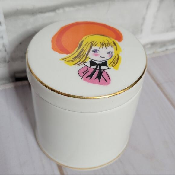 Vintage 70s Glass Kitschy Girl Trinket Dish - Set of 4 - Picture 3 of 14